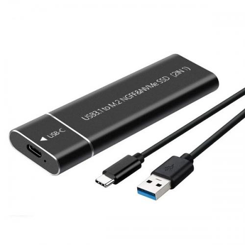 Box đọc ổ cứng SSD M.2 sang USB 3.0/3.1 (2 trong 1) - Nhôm đen